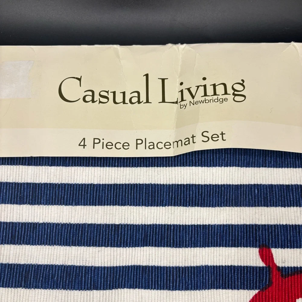 NWT Casual Living‎ Placemats Set of Four 4 Spinning Wheel 13” x 19” Cotton Blue